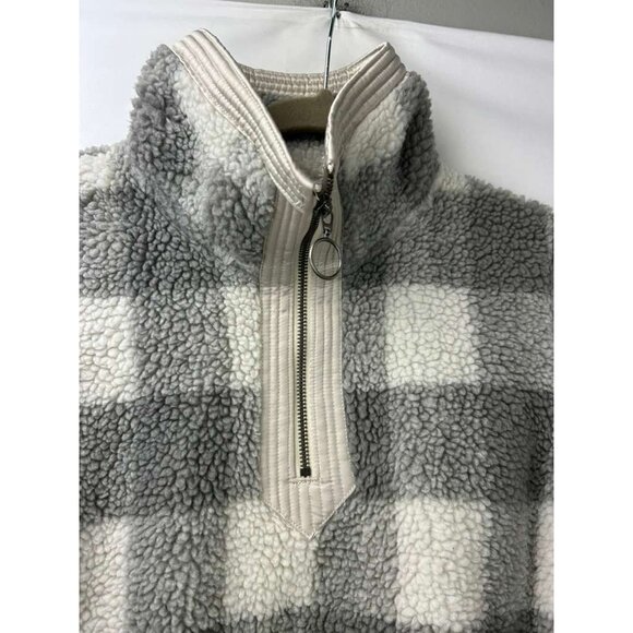 Abercrombie & Fitch Women's XS Plaid Sherpa Fleece 1/4 Zip Jacket With Pockets - Picture 15 of 16
